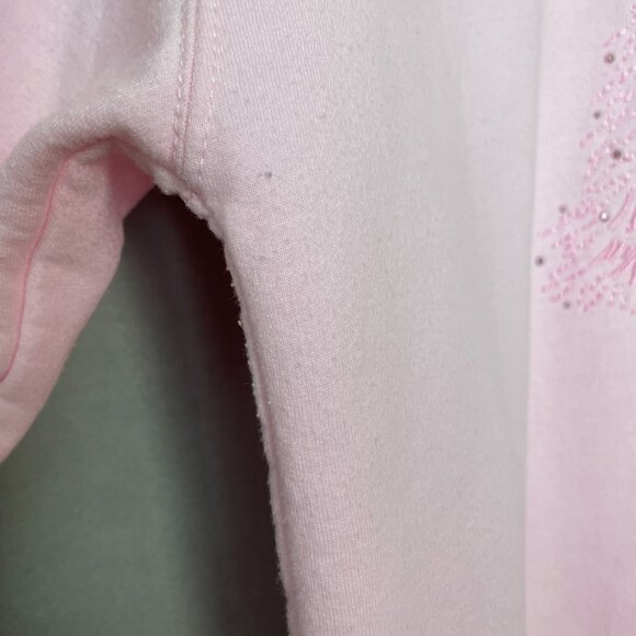 Christmas Sweatshirt Pink Embroidered Trees Women Size Small Festive Holiday Top - Picture 11 of 12